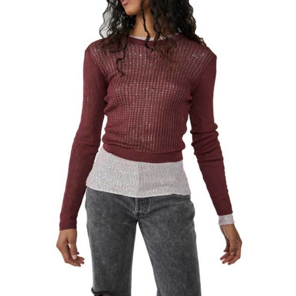 🖤Free People🖤 Women's Burgundy Sweater